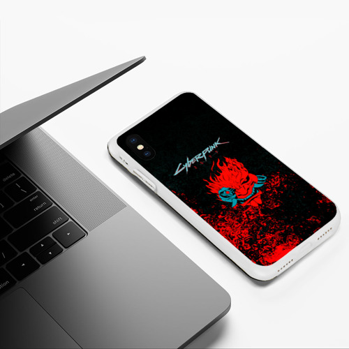 Чехол для iPhone XS Max матовый с принтом Cyberpunk 2077 брызги красок, фото #5