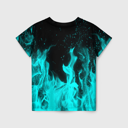 Детская футболка 3D с принтом Ведьмак лого в огне, вид сзади #1