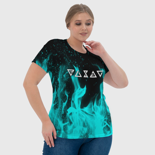 Женская футболка 3D с принтом Ведьмак лого в огне, фото #4