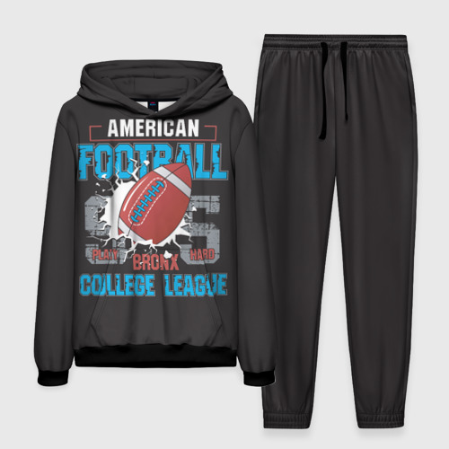 Мужской костюм с толстовкой 3D American football college league, цвет черный