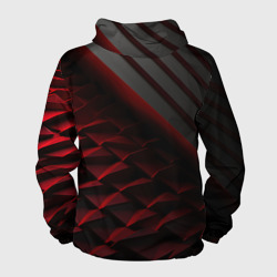 Ветровка с принтом Красно-черная кибернетика для мужчины, вид сзади №1. Цвет основы: белый