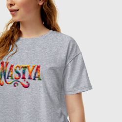 Женская футболка хлопок Oversize Nastya yarn art - фото 2