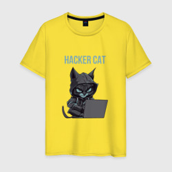 Темный кот - виртуальный воин – Мужская футболка хлопок с принтом купить со скидкой в -20%