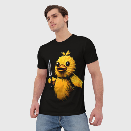 Мужская футболка 3D Утка с ножом мем, цвет 3D печать - фото 3