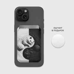Картхолдер Magsafe магнитный Инь ян коты вязаные - фото 2