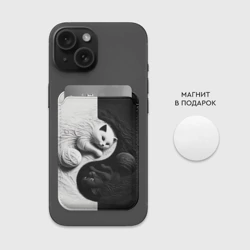 Картхолдер Magsafe магнитный Инь ян коты вязаные - фото 2