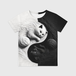Детская футболка 3D Инь ян коты вязаные