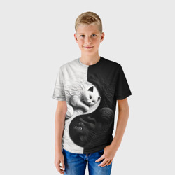 Детская футболка 3D Инь ян коты вязаные - фото 2