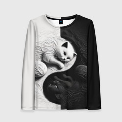 Женский лонгслив 3D Инь ян коты вязаные