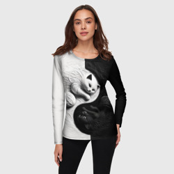 Женский лонгслив 3D Инь ян коты вязаные - фото 2