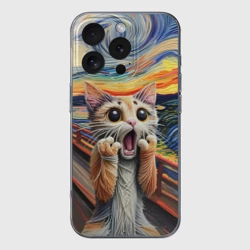 Чехол для iPhone 16 Pro силиконовый с защитой камеры Кот крик вязаный арт