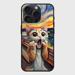 Чехол силиконовый для Apple iPhone 15 Pro Мax матовый Кот крик вязаный арт