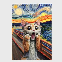 Скетчбук Кот крик вязаный арт