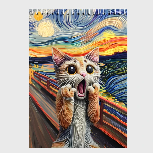 Скетчбук Кот крик вязаный арт