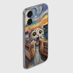 Чехол для iPhone 16 силиконовый с защитой камеры Кот крик вязаный арт - фото 2