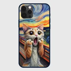 Чехол для iPhone 12 Pro Кот крик вязаный арт