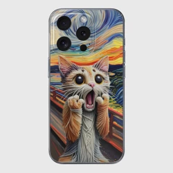 Чехол для iPhone 15 Pro Max силиконовый с защитой камеры Кот крик вязаный арт