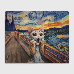 Плед 3D Кот крик вязаный арт