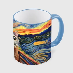 Кружка с полной запечаткой Кот крик вязаный арт