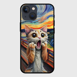 Чехол для iPhone 13 mini Кот крик вязаный арт