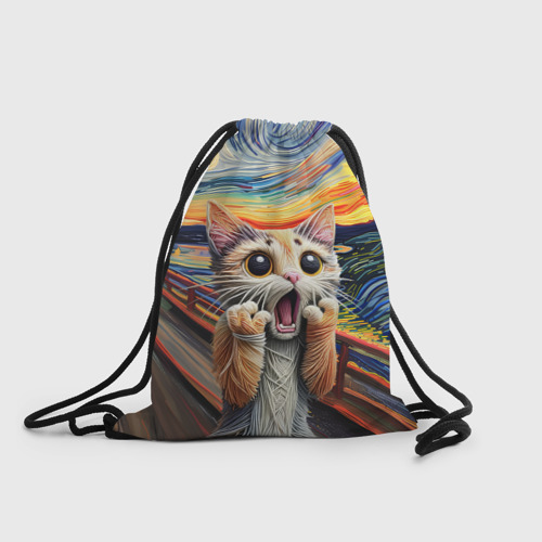 Рюкзак-мешок 3D Кот крик вязаный арт