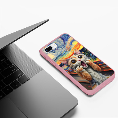 Чехол для iPhone 7Plus/8 Plus матовый Кот крик вязаный арт, цвет баблгам - фото 5