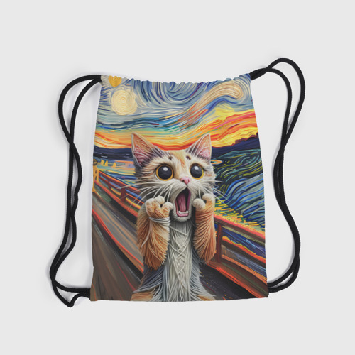 Рюкзак-мешок 3D Кот крик вязаный арт - фото 6