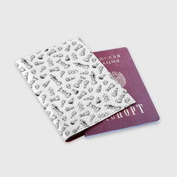 Обложка для паспорта матовая кожа Много шахматных фигур на белом паттерны - фото 2