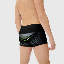 Плавки с принтом Black  green abstract nvidia style для мужчины, вид на модели сзади №2. Цвет основы: белый
