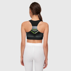 Топ с принтом Black  green abstract nvidia style для женщины, вид на модели сзади №2. Цвет основы: белый
