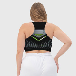 Топ с принтом Black  green abstract nvidia style для женщины, вид на модели сзади №3. Цвет основы: белый