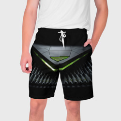 Black  green abstract nvidia style – Мужские шорты 3D с принтом купить
