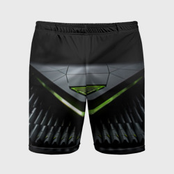 Black  green abstract nvidia style – Мужские шорты спортивные с принтом купить