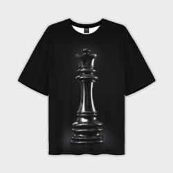 Мужская футболка oversize 3D Черный ферзь - шахматы