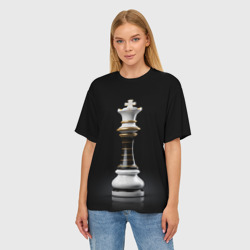 Женская футболка oversize 3D Белый король - шахматы - фото 2