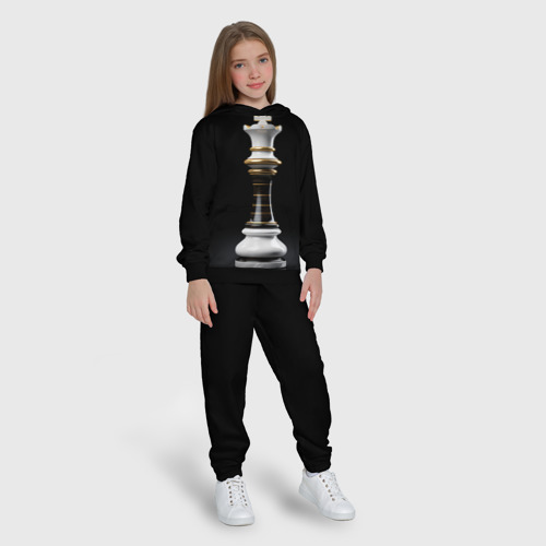 Детский костюм с толстовкой 3D Белый король - шахматы, цвет черный - фото 5