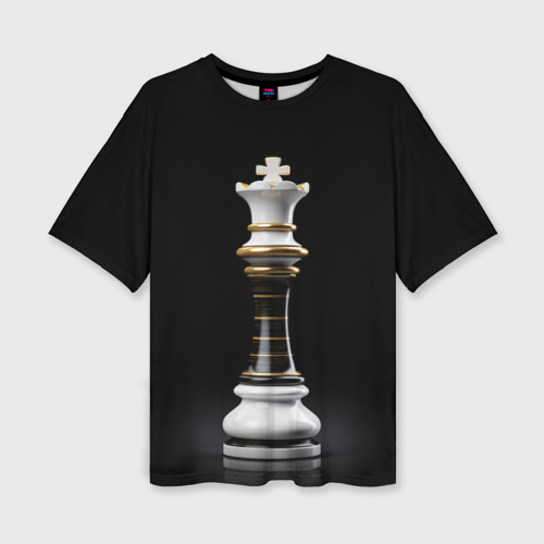Женская футболка oversize 3D Белый король - шахматы, цвет 3D печать