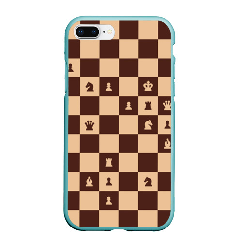 Чехол для iPhone 7Plus/8 Plus матовый Коричневая шахматная доска, цвет мятный