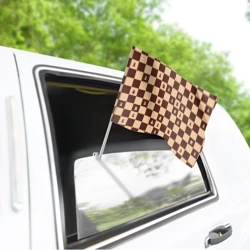 Флаг для автомобиля Коричневая шахматная доска - фото 2