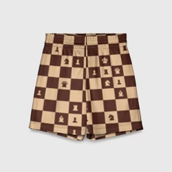 Детские спортивные шорты 3D Коричневая шахматная доска