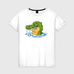Крокодил в озере – Женская футболка хлопок с принтом купить со скидкой в -20%
