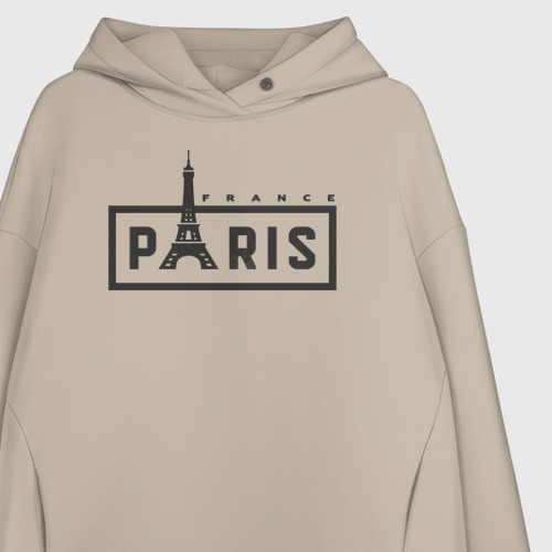 Женское худи Oversize хлопок Paris France, цвет миндальный - фото 3