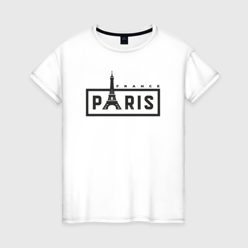 Женская футболка из хлопка с принтом Paris France, вид спереди №1