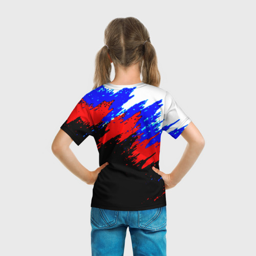 Детская футболка 3D Россия краски абстрактные герб, цвет 3D печать - фото 6