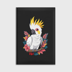 Попугай какаду на ветке с листьями – Ежедневник с принтом купить