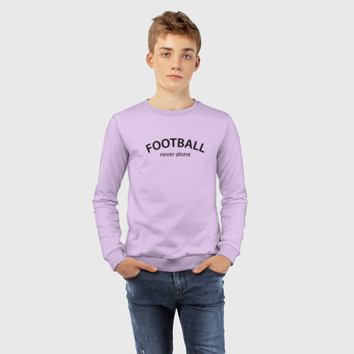 Детский свитшот хлопок Football never alone - motto, цвет лаванда - фото 7