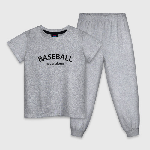 Детская пижама хлопок с принтом Baseball never alone - motto, вид спереди #2