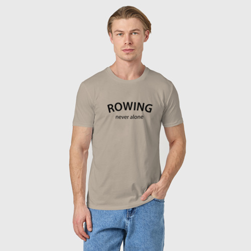 Мужская футболка хлопок с принтом Rowing never alone - motto, фото на моделе #1