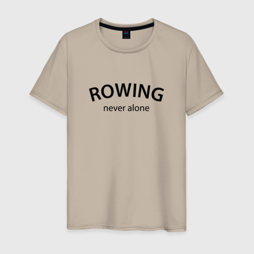 Мужская футболка хлопок с принтом Rowing never alone - motto, вид спереди #2