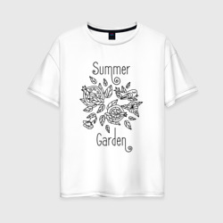 Summer garden – Женская футболка хлопок Oversize с принтом купить со скидкой в -16%